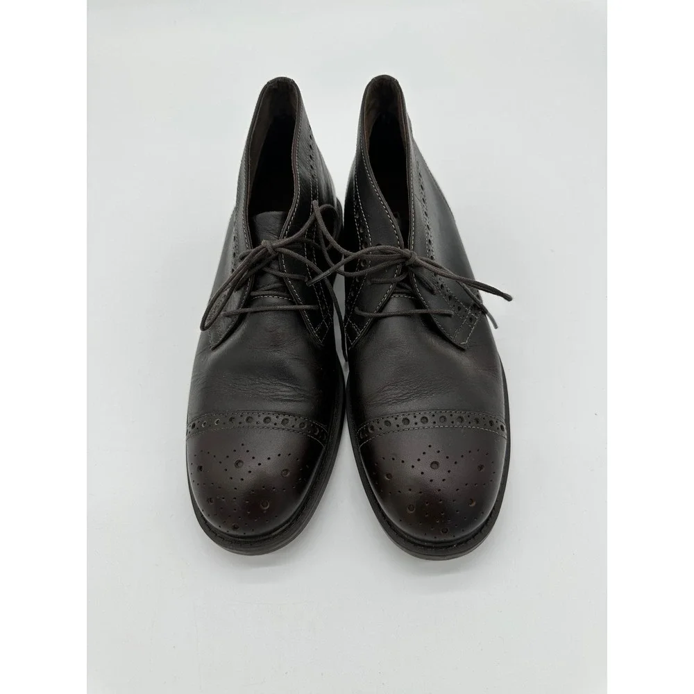 Dunham Chukka Boots Mens Cap Toe Brogue Leather Ankle Shoes Brown 8 4E